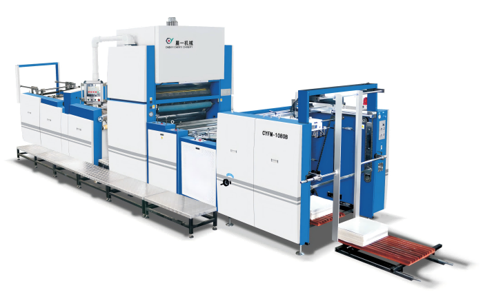 CYFM-1080B 全自動除粉OPP覆膜機(水性/油性膠水及預涂膠膜）( 鏈刀）
